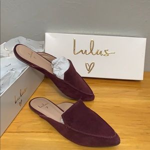 Lulu’s burgundy leather mules